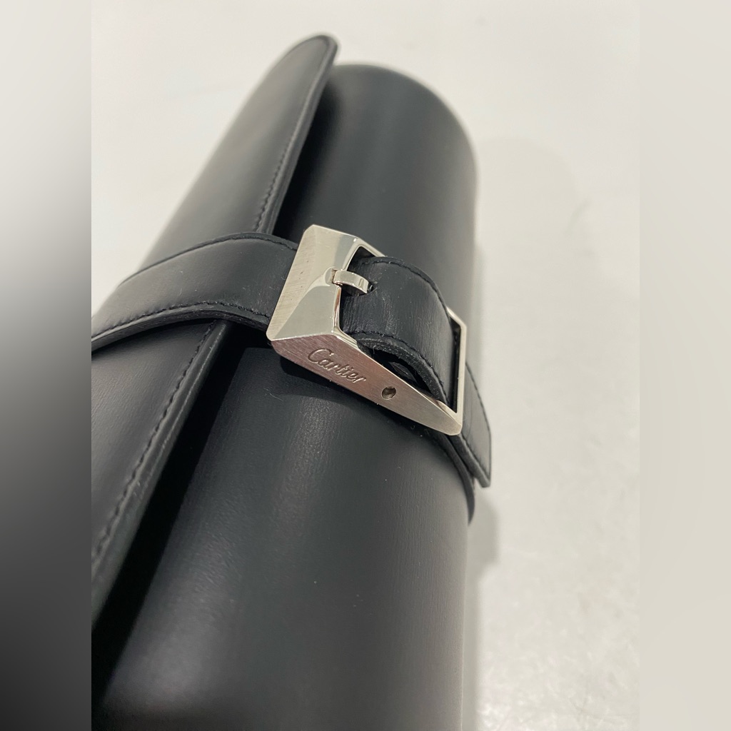Cartier Paris Black Leather Roll Travel Watch Case